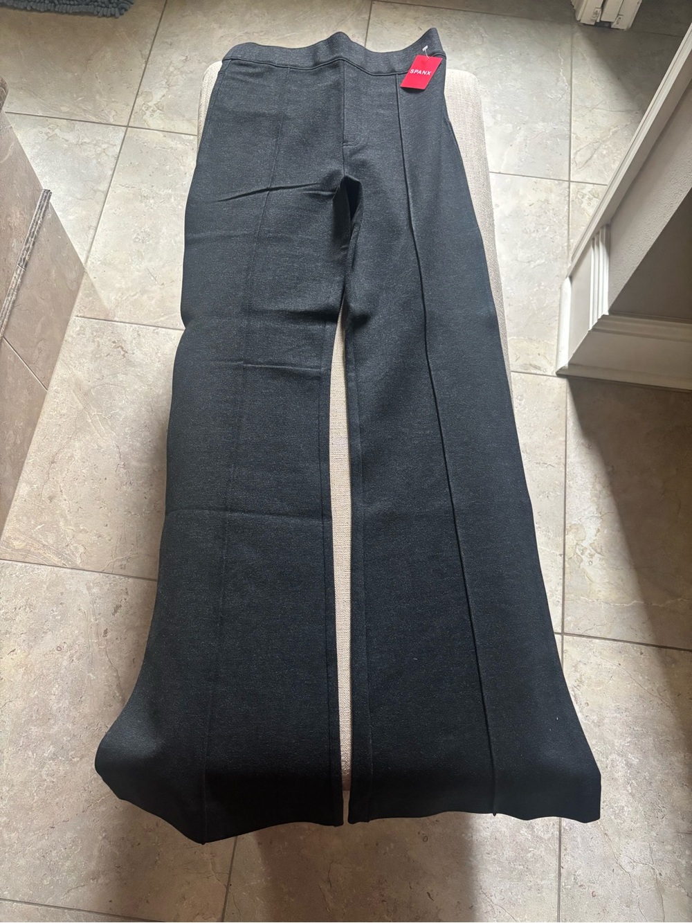 SPANX charcoal gray Wide-Leg Ponte Pants with Center Seams